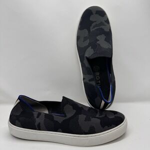 Rothy's Womens The Sneaker Slip-On Shoes Gray Black Camo Round Toe Size 8 Loafer